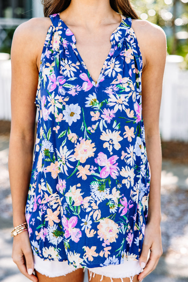 Thinking Of You Navy Blue Floral Tank