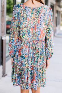 tiered orange floral dress