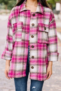 Looking Out For You Magenta Pink Plaid Shacket