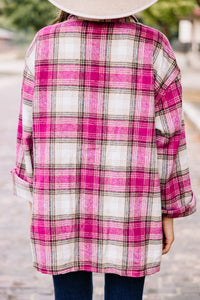 Looking Out For You Magenta Pink Plaid Shacket