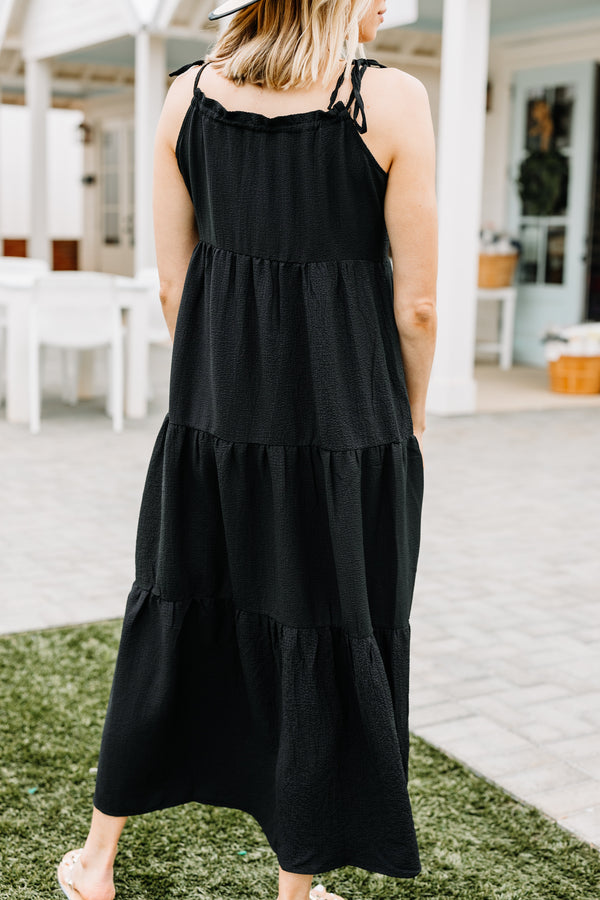black halter maxi dress