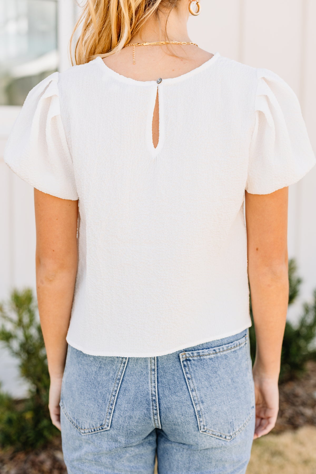 Cute Off White Puff Sleeve Top - Trendy White Tops – Shop the Mint