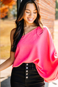 Go Where You Choose Coral Pink One Shoulder Top