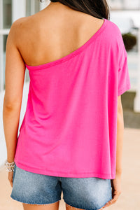bright pink one shoulder top