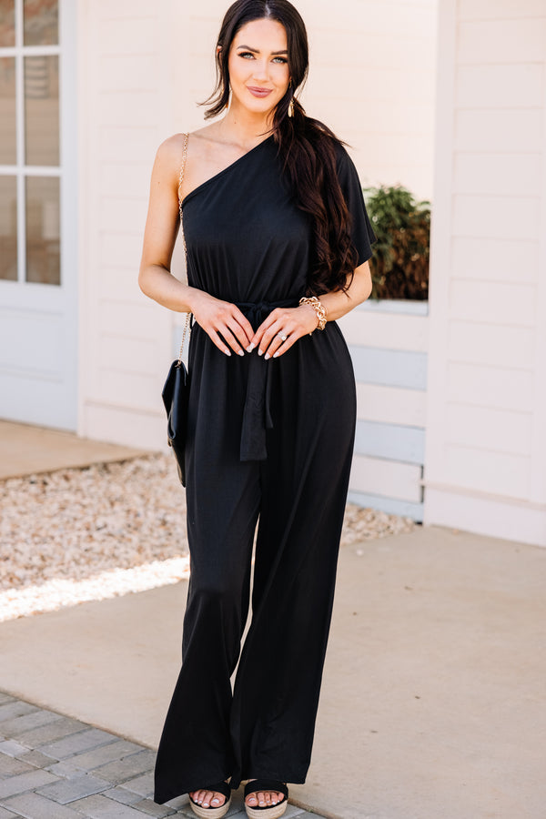 Out For The Day Black One Shoulder Jumpsuit