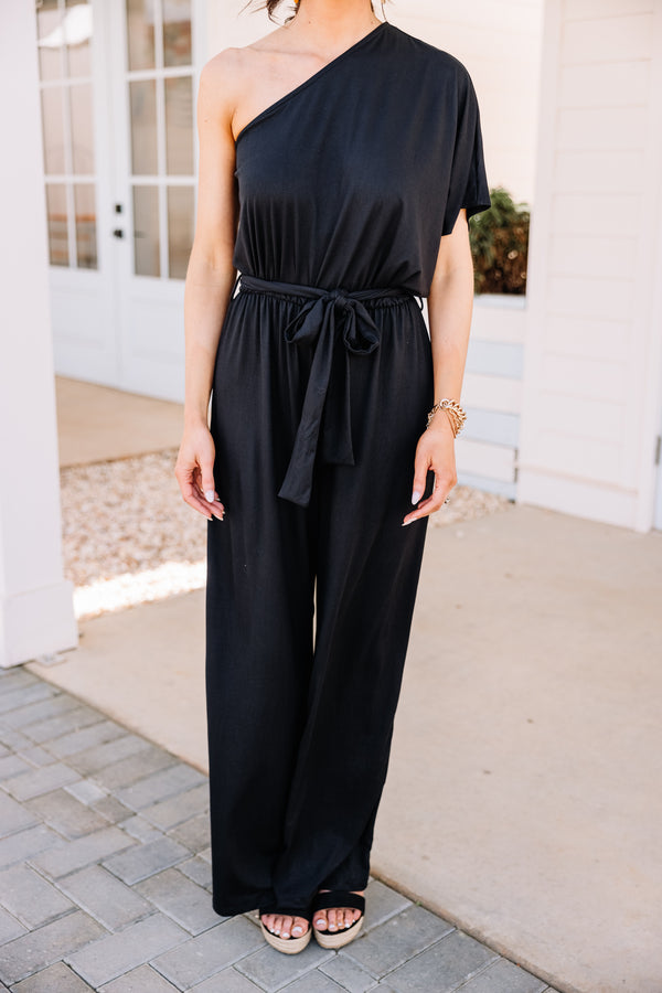 Out For The Day Black One Shoulder Jumpsuit