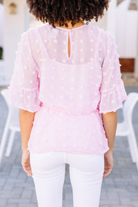Swiss dot pink blouse