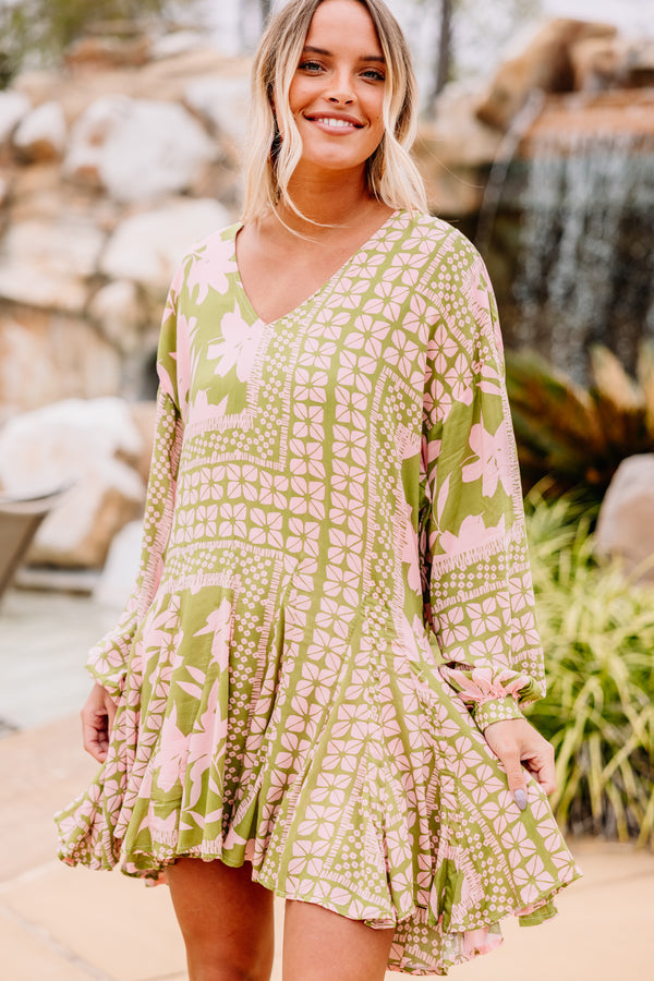 Boho olive shop green dress