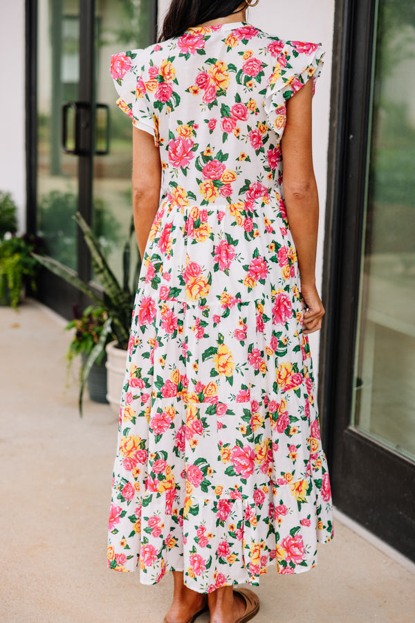 White floral midi dress