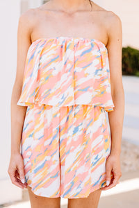 Always Remember Coral Pink Abstract Romper