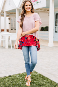 waffle knit floral top