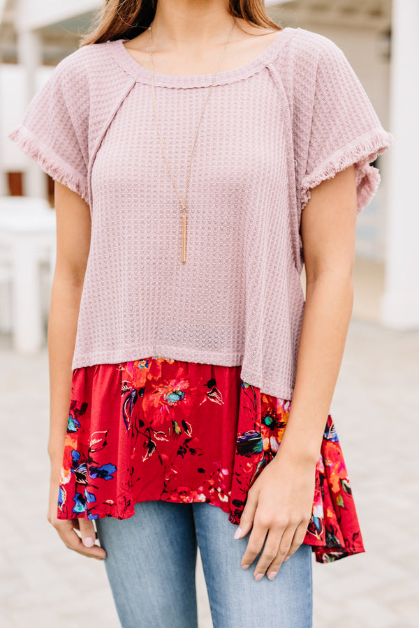 waffle knit floral top