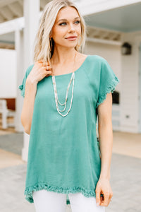 green floral linen top