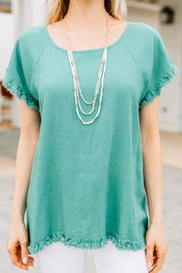 green floral linen top