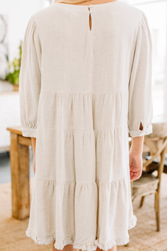 Turn To Me Oatmeal White Tiered Linen Dress – Shop the Mint