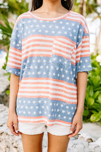Living The Dream White Stars and Stripes Top