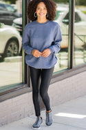 True To Form Navy Blue Corded Sweatshirt – Shop the Mint