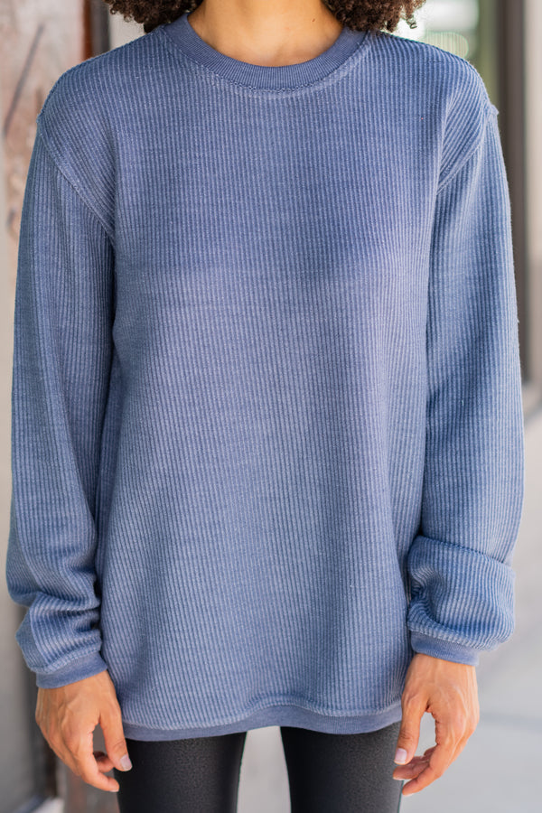 True To Form Navy Blue Corded Sweatshirt