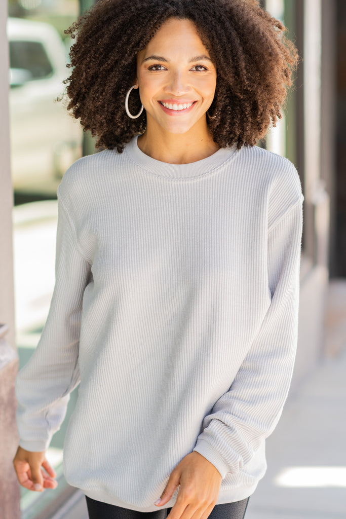 True To Form Silver Gray Corded Sweatshirt – Shop the Mint