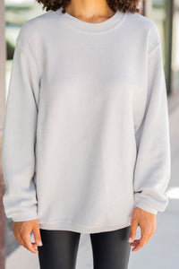 True To Form Silver Gray Corded Sweatshirt