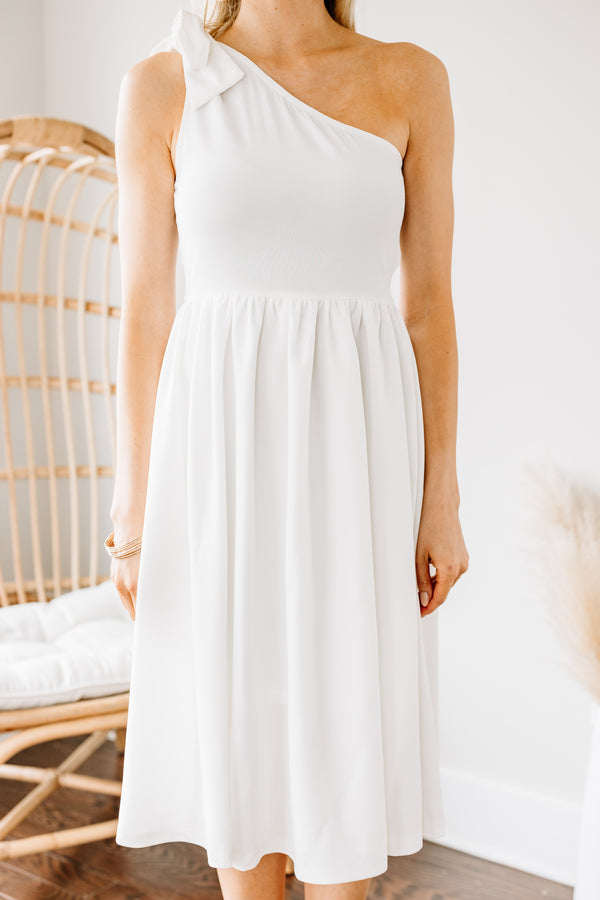 A Night To Remember Off White One Shoulder Midi Dress