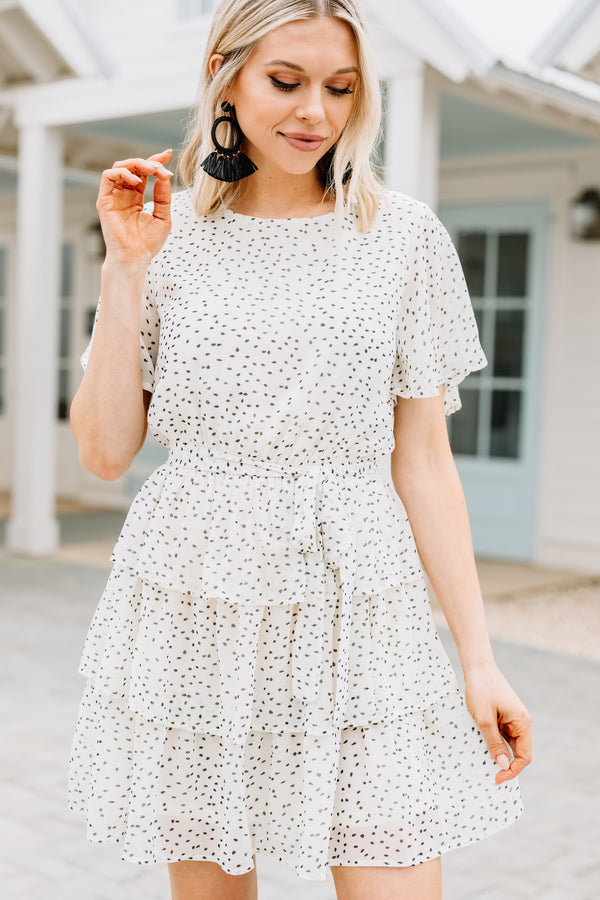 white spotted ruffled dress