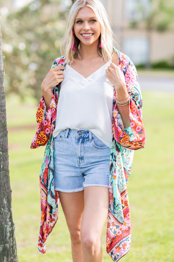 vibrant boho kimono