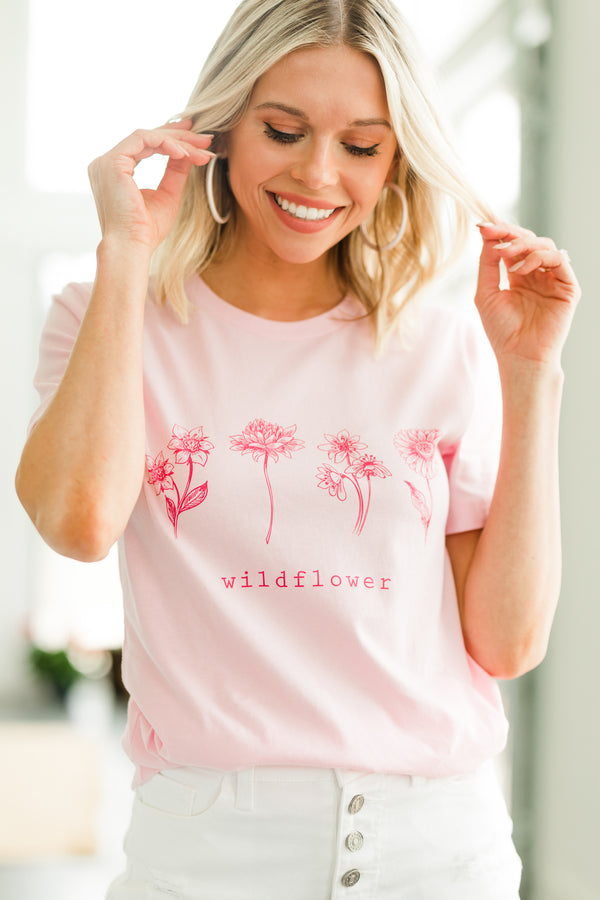 pink floral graphic tee