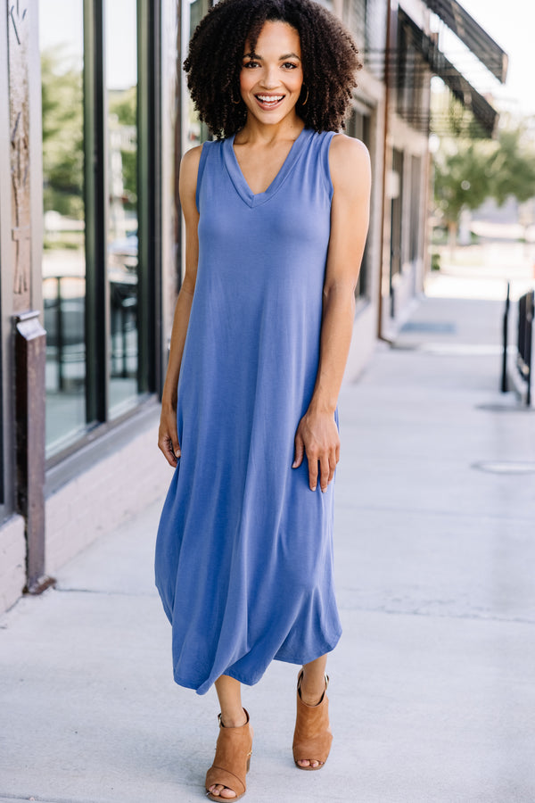 blue tank midi dress