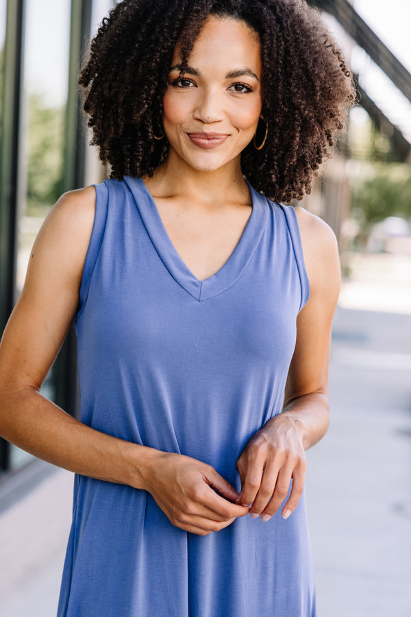 blue tank midi dress