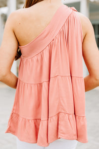 It's A Brand New Day Salmon Pink One Shoulder Tank