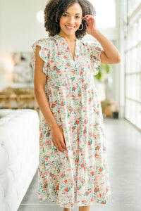 tired floral midi dress