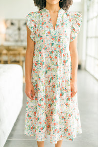 tired floral midi dress