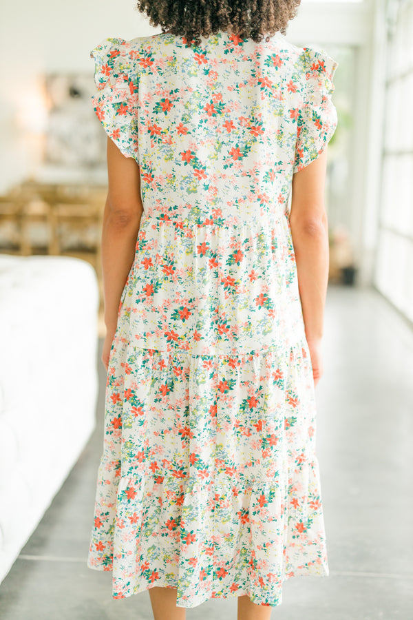 tired floral midi dress