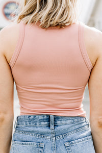 Can't Bring You Down Mauve Pink Ribbed Crop Top
