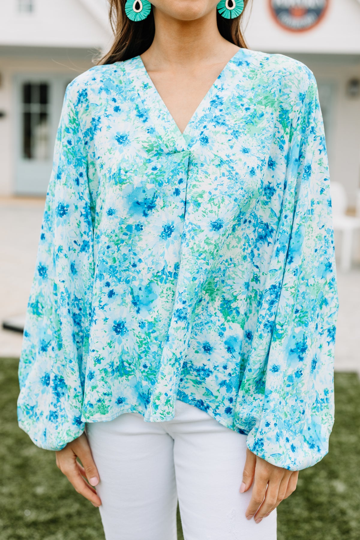This Is For You Royal Blue Ditsy Floral Blouse – Shop The Mint