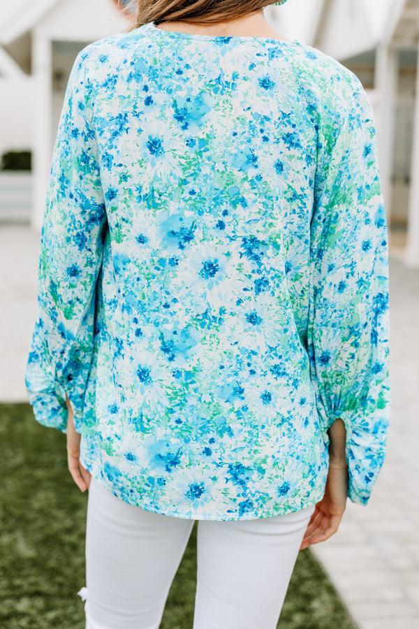 This Is For You Royal Blue Ditsy Floral Blouse