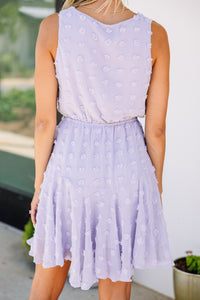 purple swiss dot dress