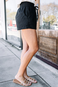 Everyday Happiness Black Linen Shorts
