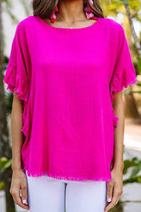 Find You Out Hot Pink Linen Top