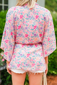 floral pink kimono