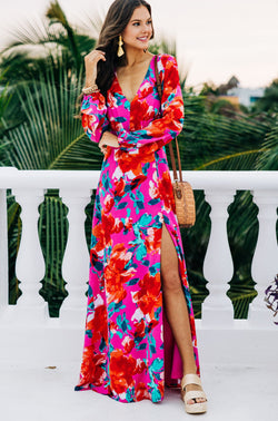 Just Feels Right Fuchsia Pink Floral Maxi Dress – Shop the Mint