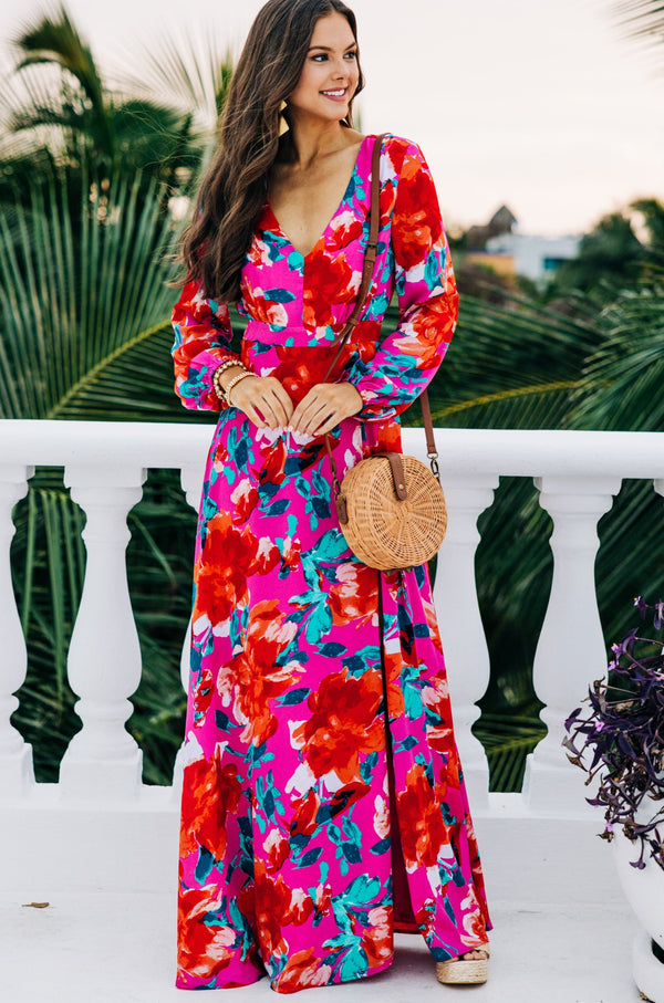 Received Beauty Light Pink Floral Maxi Dress - Vacation Dresses – Shop the  Mint