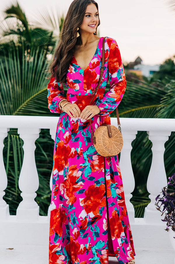 Just Feels Right Fuchsia Pink Floral Maxi Dress, Small - The Mint Julep Boutique | Women's Boutique Clothing Just Feels Right Fuchsia Pink Floral Maxi Dress, Small - The Mint Julep Boutique | Women's Boutique Clothing