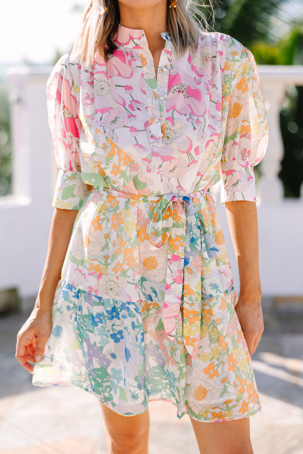 You Have My Attention White Floral Dress