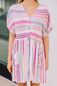 Can't Stop These Plans Hot Pink Striped Dress