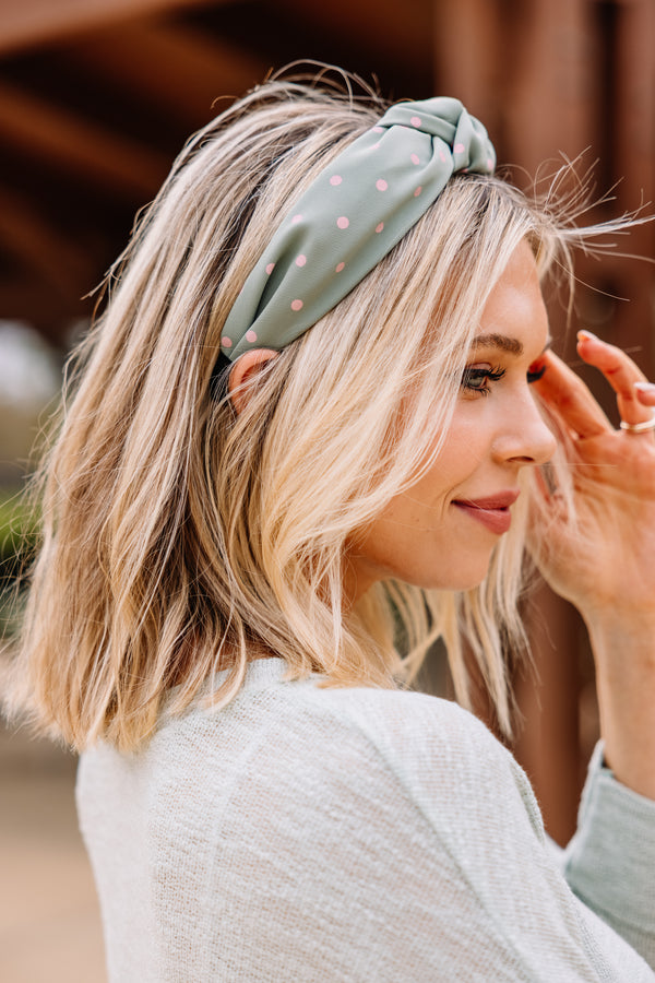 polka dot green headband