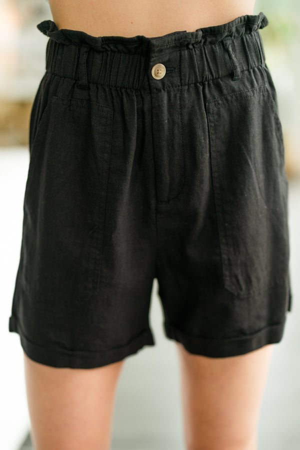 black paperback shorts