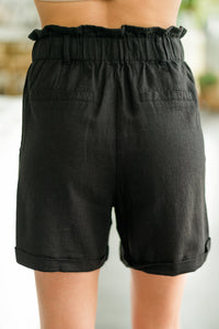 black paperback shorts