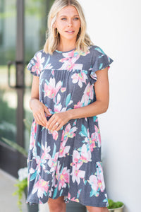 blue floral dress